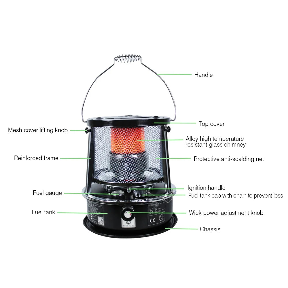 5.2L Kerosene Stove Designed For Outdoor Camping, Ice Fishing, And Home Heating, Offering Dual-Purpose Use For Heating And Cooking