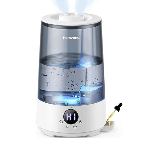 Homvana Humidifier for Bedroom, 3.6L Cool Mist for Large Room, 360° Rotatable 34H Last, Night Light Auto Mode, Quiet 23dB (Silent Spray) Humidifiers for Baby, Essential Oil Diffuser, Plants, Nursery
