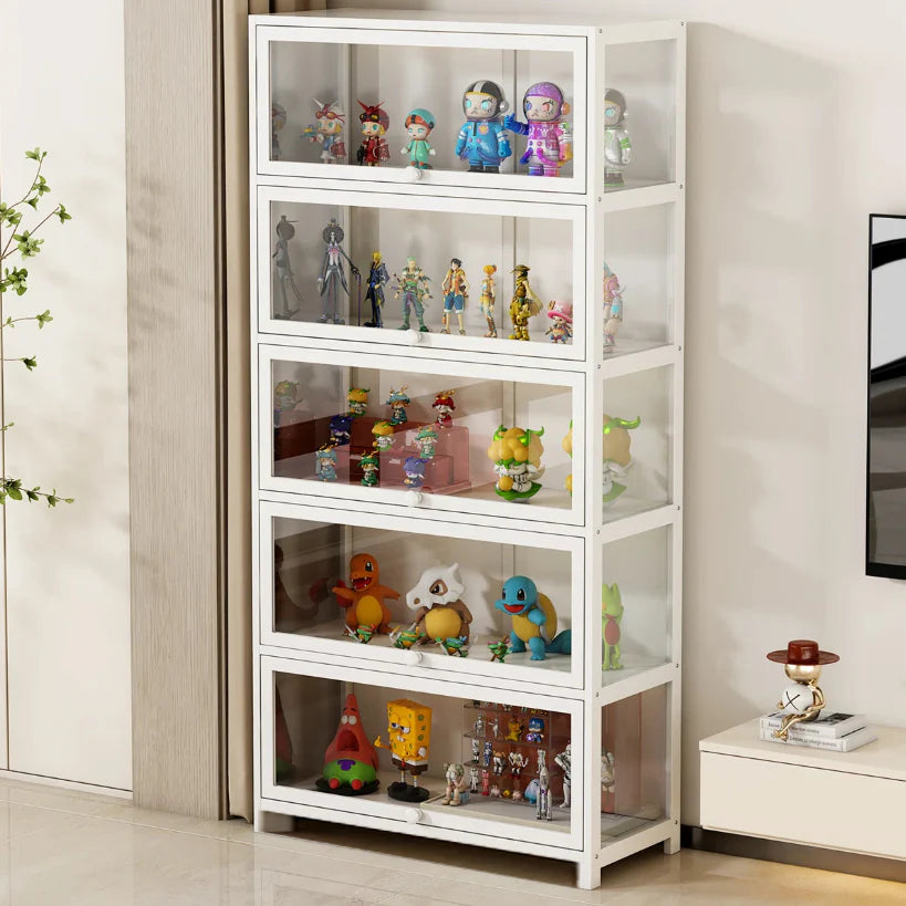 5-Tier Figure Display Cabinet, Glass Display Case for Collectables, Living Room Showcase, Transparent and Dustproof on Three Sides, Strong Load-Bearing