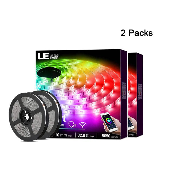 LE Smart LED Light Strip Support for 2.4Ghz Wifi, APP Control 32.8ft light strips Sync with Music, 5050 LED Lights Strip with Color Changing for Bedroom, Kitchen, TV, Home and Party