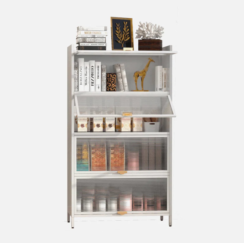 Multi - Level Storage Kitchen Pantry Storage Cabinet, Freestanding Kitchen Bakers Rack, Metal Material for Dining, Living and Office (4 Flip Doors with 5 Levels, 5 Flip Doors with 6 Levels )