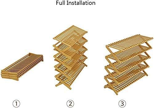 6 Tier Foldable Shoe Rack Organizer, Bamboo Shoe Rack Shoe Storage, Install Free Shoe Shelf for Entryway, Garage & Hallway