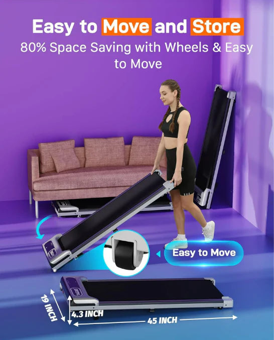 Yagud Walking Pad Under Desk Treadmill with Incline, Portable Small Treadmills for Home with Remote Control, Walking Pad Treadmill with Manual Incline, LED Display, 265LBS Weight Capacity