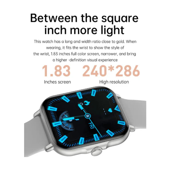 Smart Watch with Bluetooth Calling (Receive & Dial) For Unisex– Latest 1.83" TFT HD Touch Screen, Compatible with Android and iPhone, Fitness Tracker with Text Notifications, Heart Rate Monitor, AI Voice Assistant, Blood Pressure and Sleep Tracking