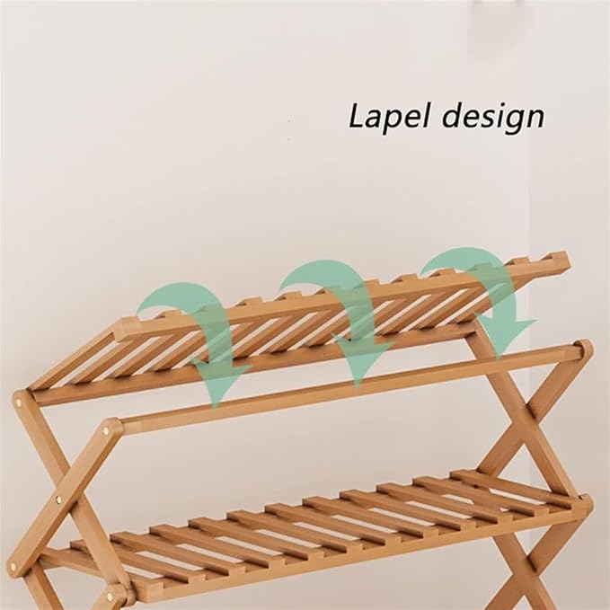 6 Tier Foldable Shoe Rack Organizer, Bamboo Shoe Rack Shoe Storage, Install Free Shoe Shelf for Entryway, Garage & Hallway