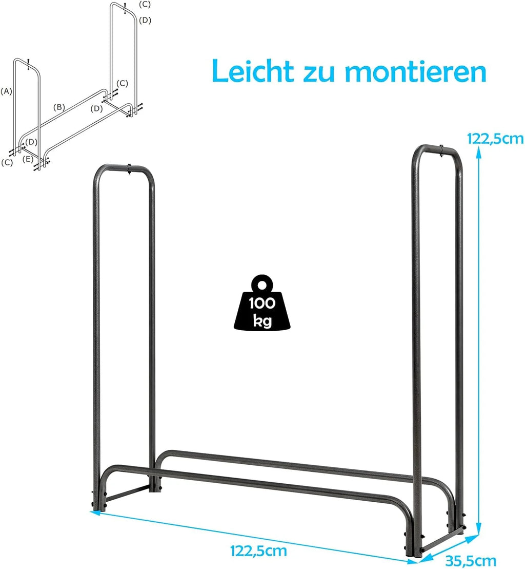Firewood Rack with Waterproof Cover, 122.5 x 35.5 x 122.5 cm，Firewood Stand for Outdoor Use