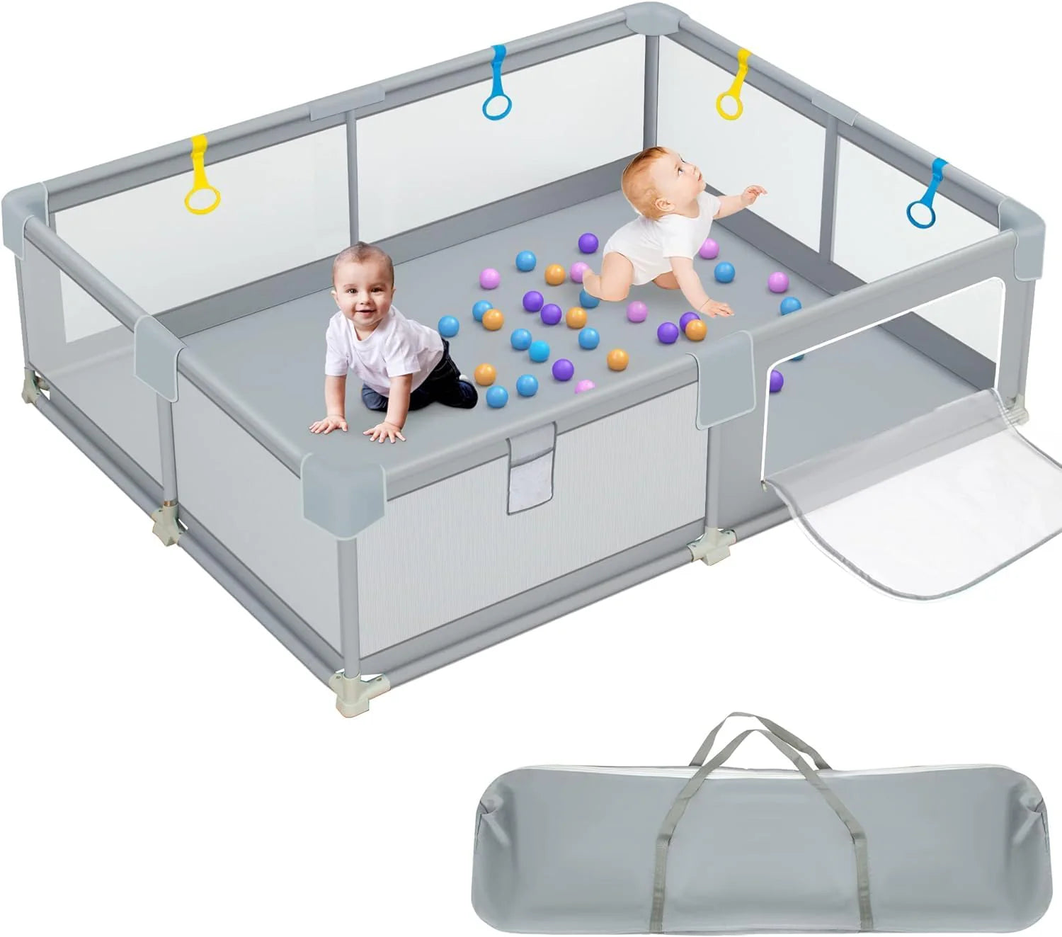 Mesh Baby Playpen, 71"x59" Extra Large Baby Playard, Playpen for Babies and Toddlers, Infants Play Pen with Suction Cup Bases and Soft Breathable Mesh