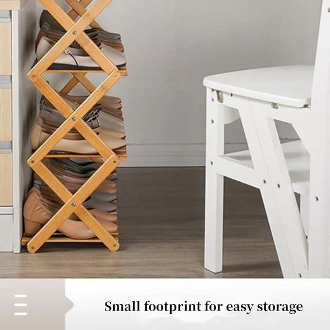 6 Tier Foldable Shoe Rack Organizer, Bamboo Shoe Rack Shoe Storage, Install Free Shoe Shelf for Entryway, Garage & Hallway