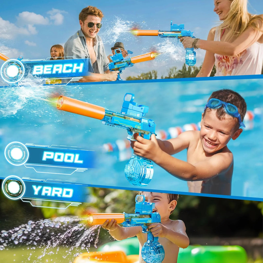 Electric Water Blaster for Kids Automatic Water Toy with 32FT Spray Distance High-Capacity Design Ideal for Pool Parties, Beach, Backyard & Summer Outdoor Play