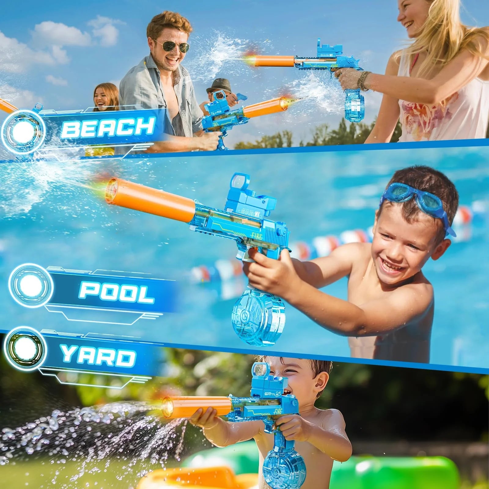 Electric Water Blaster for Kids Automatic Water Toy with 32FT Spray Distance High-Capacity Design Ideal for Pool Parties, Beach, Backyard & Summer Outdoor Play