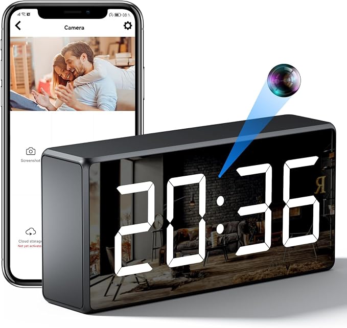amera Clock WiFi Camera Covert Nanny Video Recorder 4K Wireless Nanny Cam Indoor Home Office Security Night Vision Motion Detection