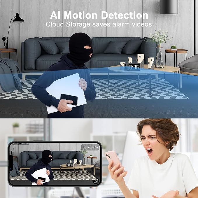 amera Clock WiFi Camera Covert Nanny Video Recorder 4K Wireless Nanny Cam Indoor Home Office Security Night Vision Motion Detection
