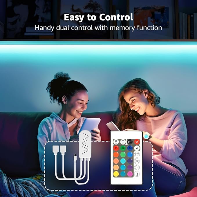 LE Smart LED Light Strip Support for 2.4Ghz Wifi, APP Control 32.8ft light strips Sync with Music, 5050 LED Lights Strip with Color Changing for Bedroom, Kitchen, TV, Home and Party