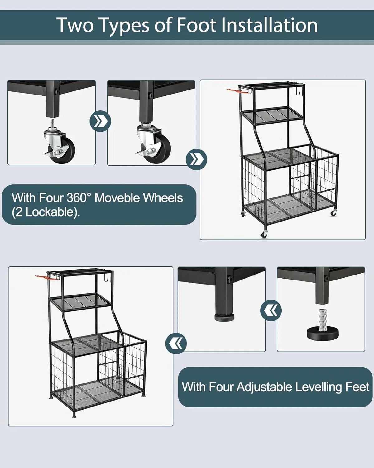 All-in-One Sports & Gym Storage Rack, Yoga Mat Storage Rack Workout Equipment Storage Rack for Dumbbells Kettlebell Resistance Band, Exercise Equipment Gym Rack Organizer with Wheel and Levelling Feet