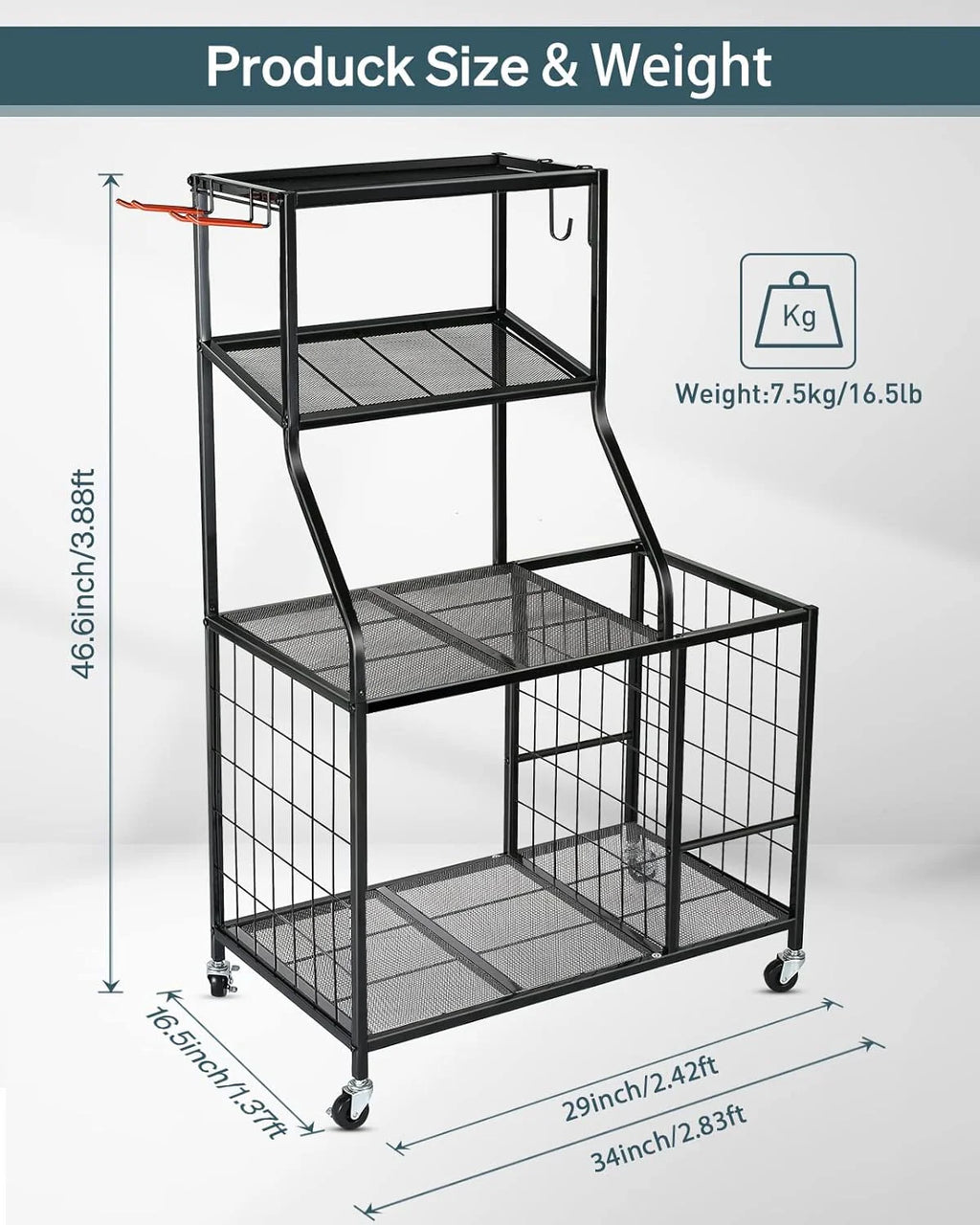 All-in-One Sports & Gym Storage Rack, Yoga Mat Storage Rack Workout Equipment Storage Rack for Dumbbells Kettlebell Resistance Band, Exercise Equipment Gym Rack Organizer with Wheel and Levelling Feet