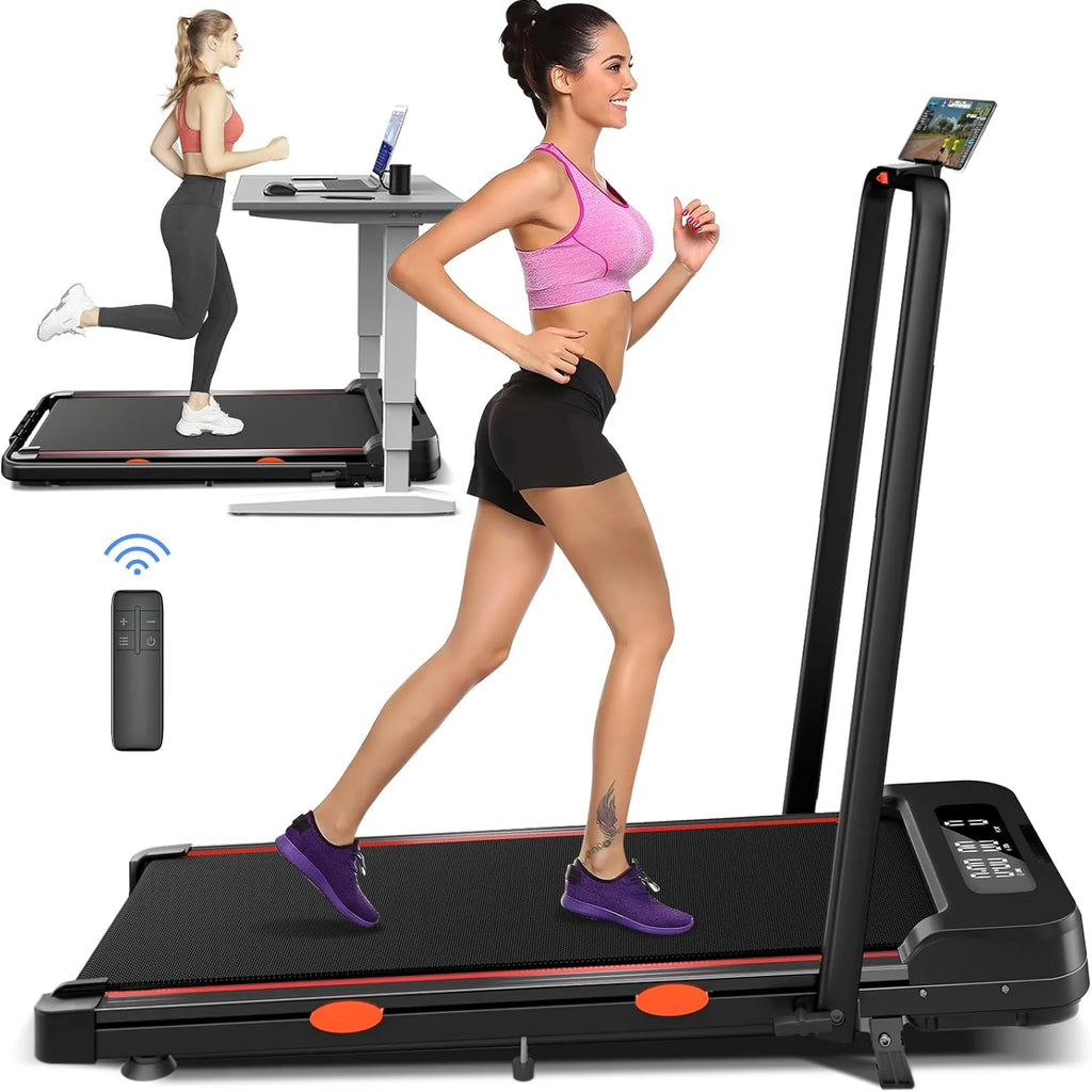 Walking Pad with Incline, Under Desk Treadmill for Home Office, Walking Pad with Handle Bar, 3 in 1 Folding Treadmill with LED Display Wristband Remote Control, 2.5 HP, 300 lbs Capacity