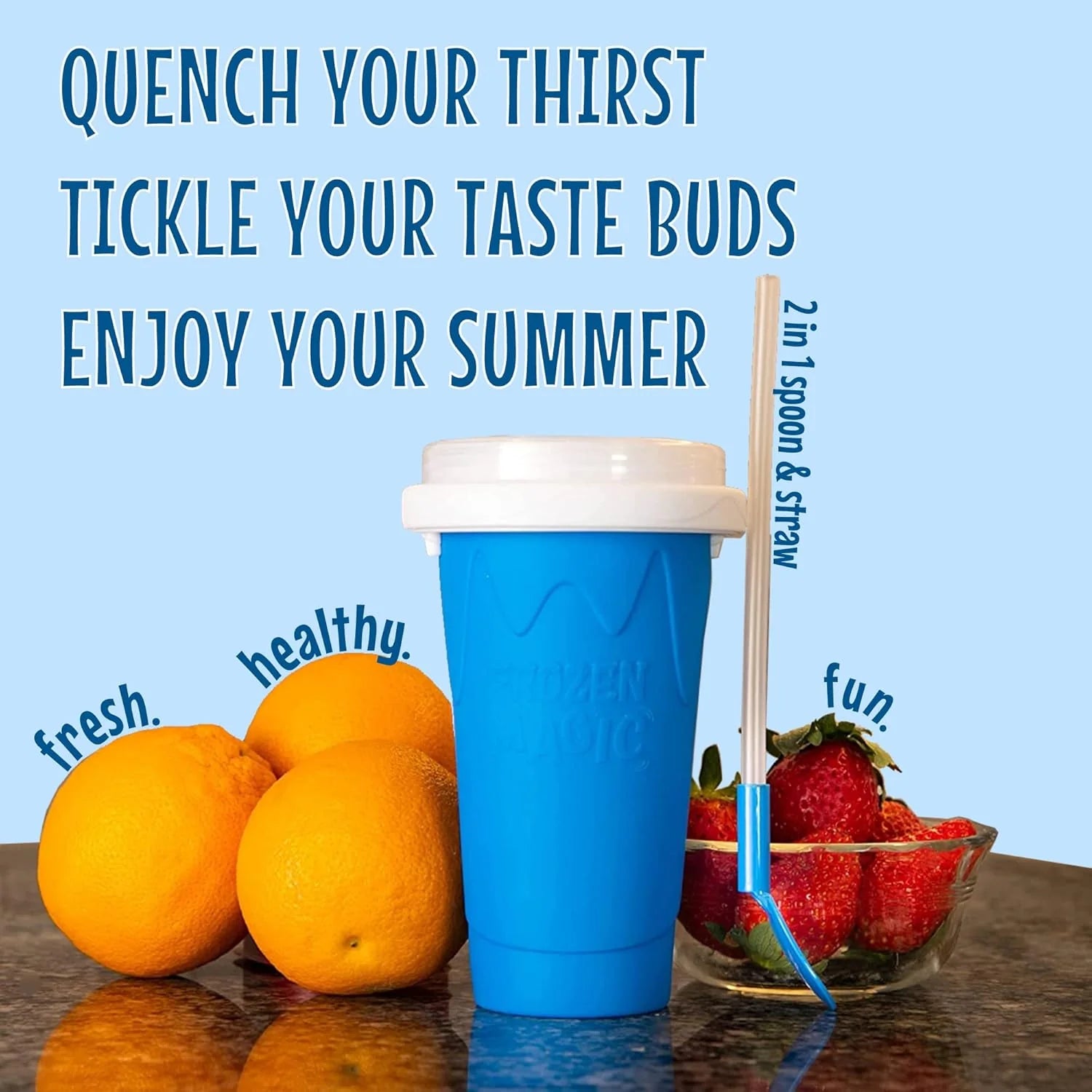 Slushy Maker Cup, Magic Quick Frozen Slushy Maker Smoothies Cup Squeeze Cup Double Layer Cooling Cup, Homemade Slushy Cup Ice Cream Maker With Lids And Straws For All Age