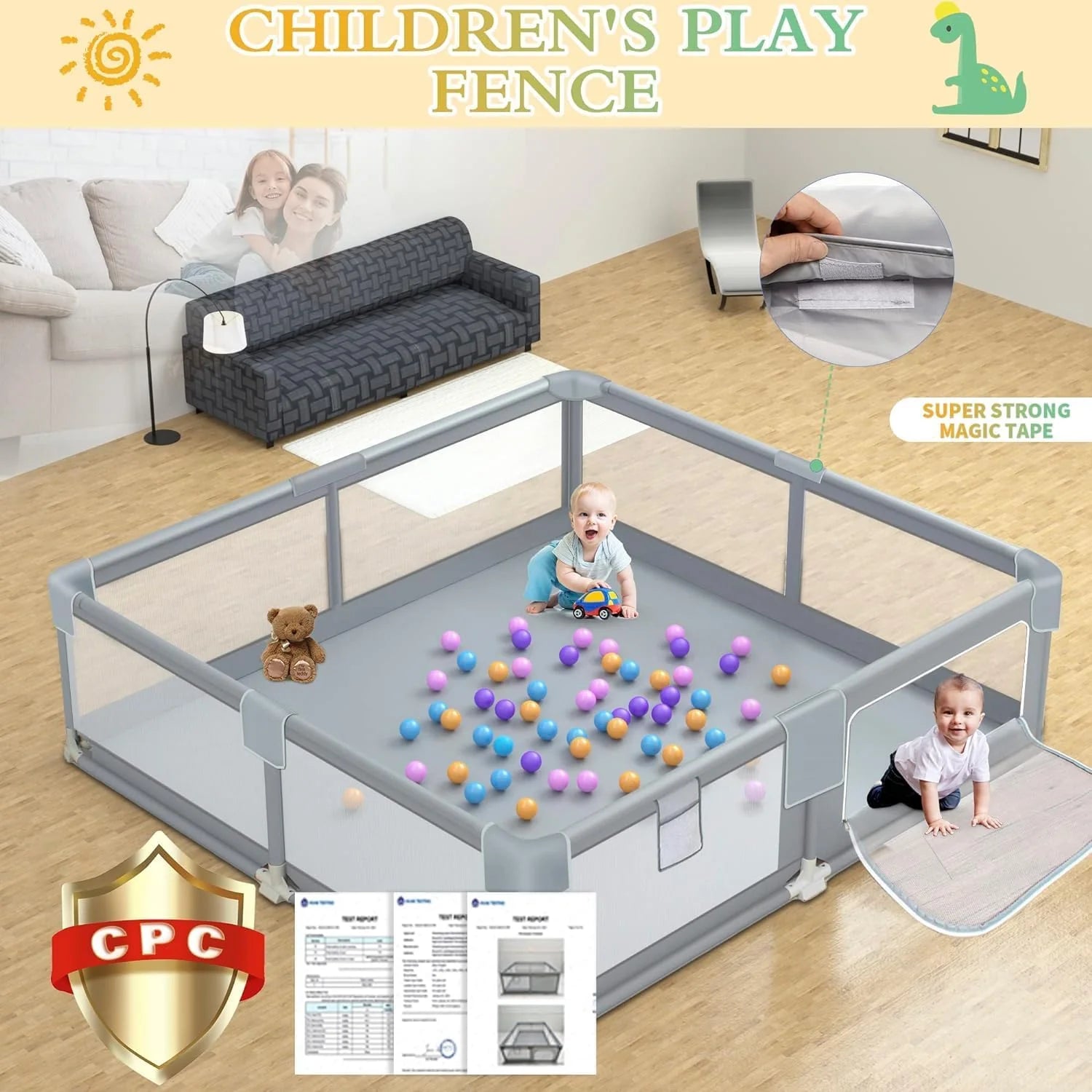 Mesh Baby Playpen, 71"x59" Extra Large Baby Playard, Playpen for Babies and Toddlers, Infants Play Pen with Suction Cup Bases and Soft Breathable Mesh