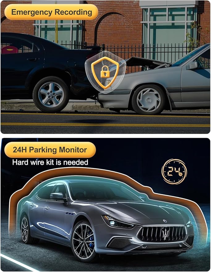 4K Dash Cam Front and Rear Camera, 4K+1080P Dual Dash Cam with WiFi, 3.12 Inch Screen Dash Camera for Cars, Dashboard Camera with Free 64G Card, Super Night Vision, Type-C Port