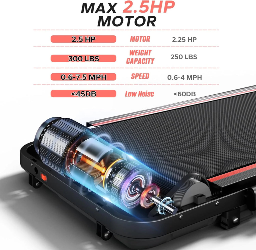 Walking Pad with Incline, Under Desk Treadmill for Home Office, Walking Pad with Handle Bar, 3 in 1 Folding Treadmill with LED Display Wristband Remote Control, 2.5 HP, 300 lbs Capacity