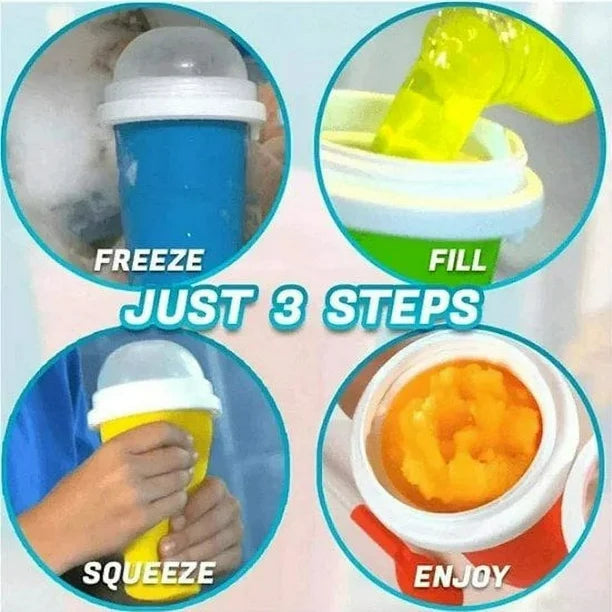 Slushy Maker Cup, Magic Quick Frozen Slushy Maker Smoothies Cup Squeeze Cup Double Layer Cooling Cup, Homemade Slushy Cup Ice Cream Maker With Lids And Straws For All Age