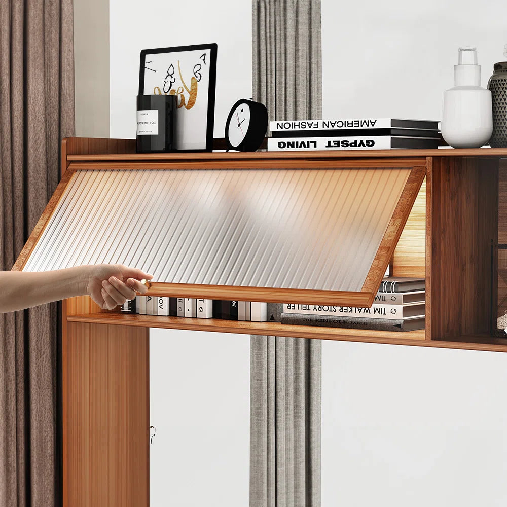 Compact Bamboo Computer Desk with Bookshelf and Flip-Top Storage – Ideal for Home Office, Bedroom, or Small Spaces