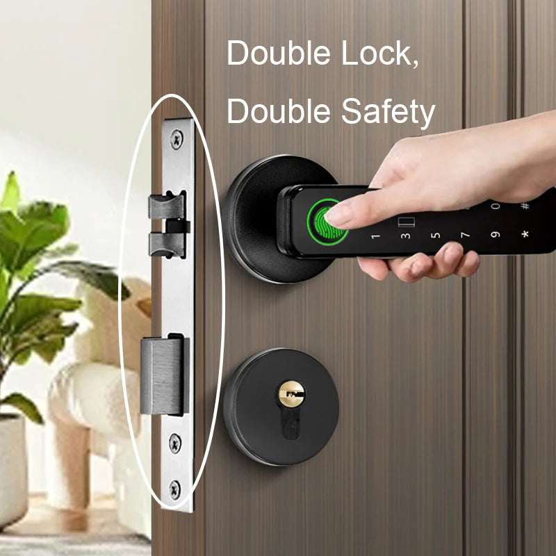 Electronic Smart Home Door Lock, Wireless Biometric Fingerprint Room Door Lock（Double Lock）