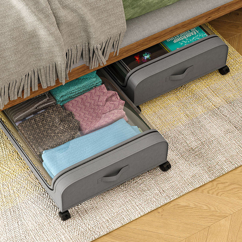 Under Bed Storage With Wheels, 2-Pack Metal Under-Bed Shoe Organizers, Storage Containers with Wheels for Clothes, Toys, Blankets, Shoes, and Bedding in Bedroom（2 Pack）