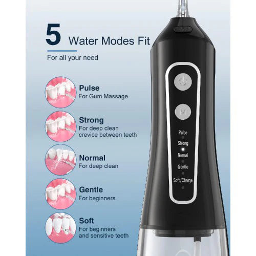 Portable Electric Water Flosser with 5 Pressure Modes and 300ml Water Tank for Oral Care, USB Rechargeable for Teeth, Gums, Braces, Dental Care