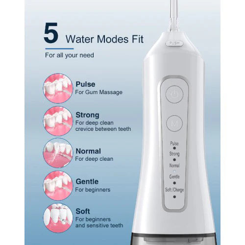 Portable Electric Water Flosser with 5 Pressure Modes and 300ml Water Tank for Oral Care, USB Rechargeable for Teeth, Gums, Braces, Dental Care