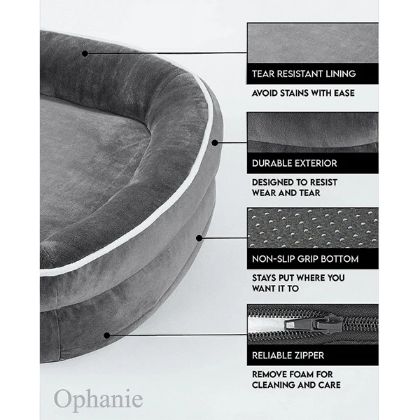 Ophanie 22" and 42" Orthopedic Dog Bed for Small and Large Dogs – Sofa-Style with Plush Washable Cover, 4-Sided Bolsters & Non-Slip Base