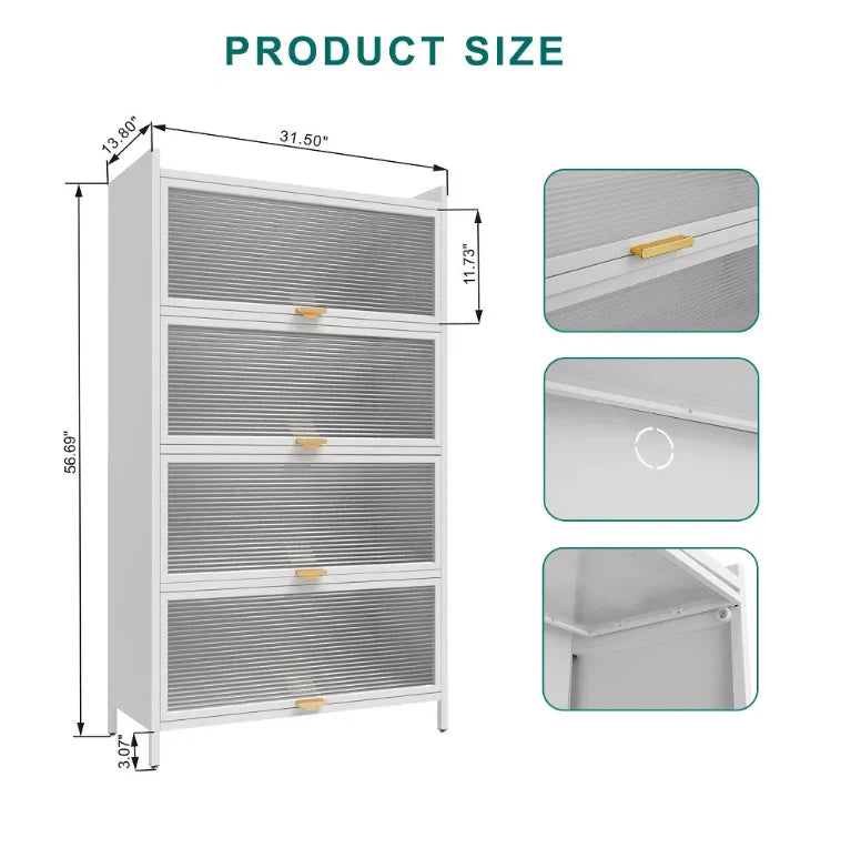 Multi - Level Storage Kitchen Pantry Storage Cabinet, Freestanding Kitchen Bakers Rack, Metal Material for Dining, Living and Office (4 Flip Doors with 5 Levels, 5 Flip Doors with 6 Levels )