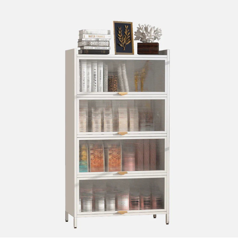 Multi - Level Storage Kitchen Pantry Storage Cabinet, Freestanding Kitchen Bakers Rack, Metal Material for Dining, Living and Office (4 Flip Doors with 5 Levels, 5 Flip Doors with 6 Levels )